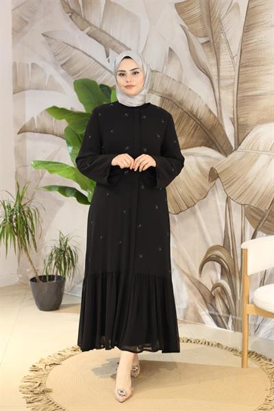 2405 CODE SPRINKLED DAISY EMBROIDERED CHIFFON ABAYA