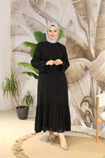 2405 CODE SPRINKLED DAISY EMBROIDERED CHIFFON ABAYA