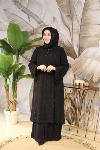 2406 CODE SKIRT RUFFLED STONE CHIFFON ABAYA