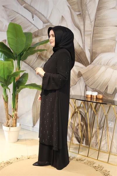 2406 CODE SKIRT RUFFLED STONE CHIFFON ABAYA