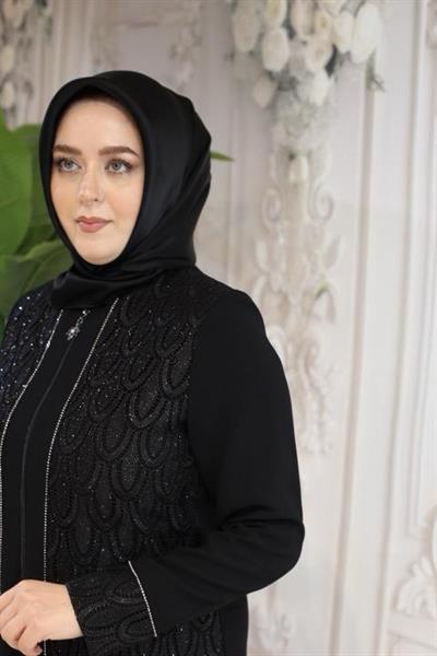 2505 CODE SELF-SILK GUIPURE PATTERN ABAYA