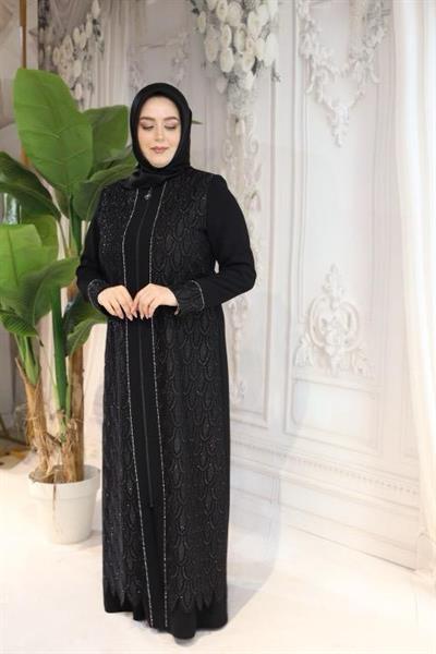 2505 CODE SELF-SILK GUIPURE PATTERN ABAYA