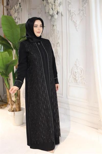 2505 CODE SELF-SILK GUIPURE PATTERN ABAYA