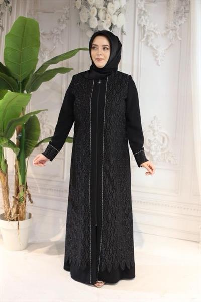 2505 CODE SELF-SILK GUIPURE PATTERN ABAYA