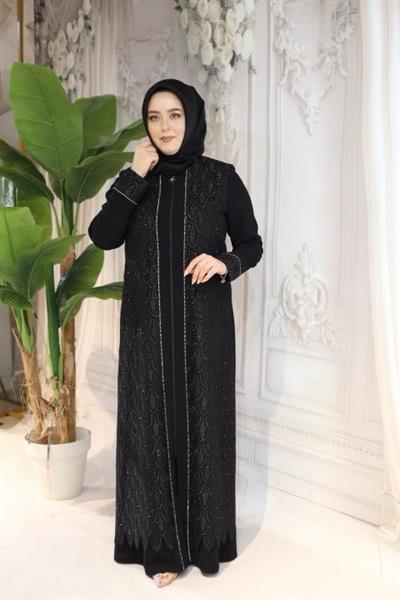 2505 CODE SELF-SILK GUIPURE PATTERN ABAYA