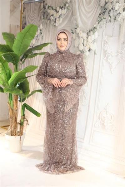 2510 CODE ÄRMEL VOLANT PAILLETTEN ABENDKLEID