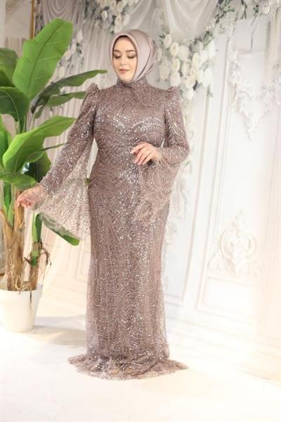 2510 CODE ÄRMEL VOLANT PAILLETTEN ABENDKLEID