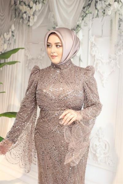 2510 CODE ÄRMEL VOLANT PAILLETTEN ABENDKLEID