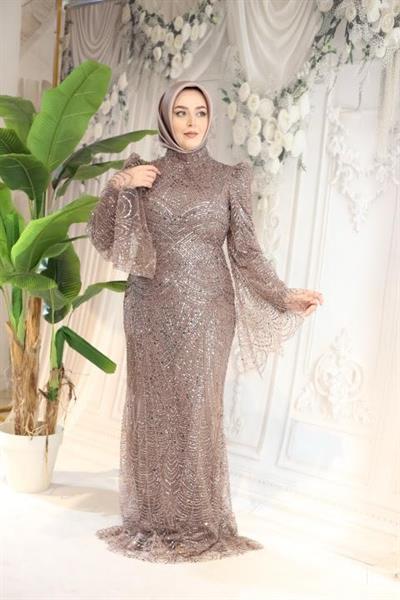 2510 CODE ÄRMEL VOLANT PAILLETTEN ABENDKLEID