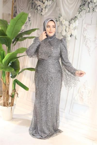 2510 CODE ÄRMEL VOLANT PAILLETTEN ABENDKLEID