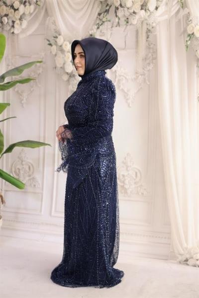 2510 CODE ÄRMEL VOLANT PAILLETTEN ABENDKLEID