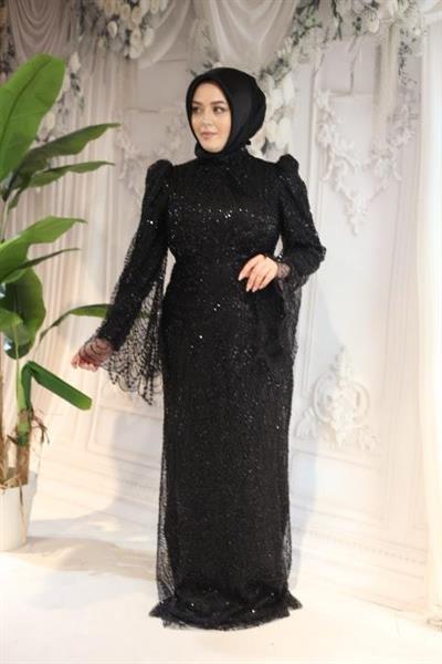 2510 CODE ÄRMEL VOLANT PAILLETTEN ABENDKLEID