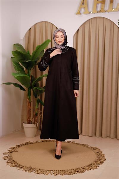 2512K CODE STONE EMBROIDERY NUBUCK ABAYA
