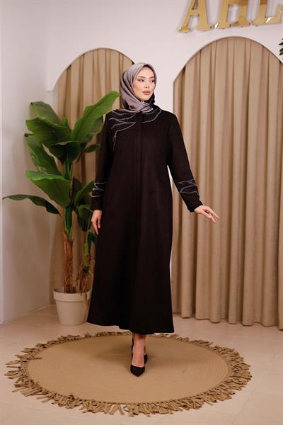 2512K CODE STONE EMBROIDERY NUBUCK ABAYA