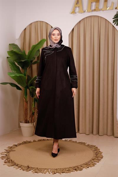 2512K CODE STONE EMBROIDERY NUBUCK ABAYA