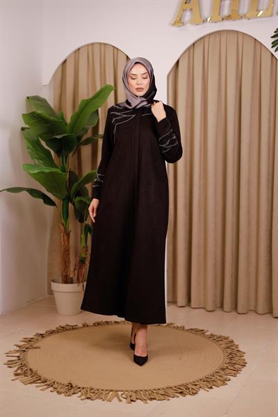 2512K CODE STONE EMBROIDERY NUBUCK ABAYA