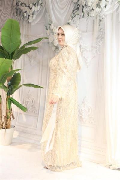 2515 CODE SLEEVES BOW TIE STONE EMBROIDERED EVENING DRESS