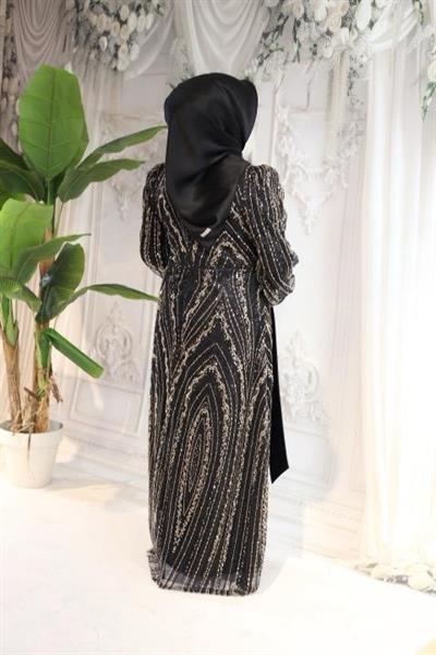 2515 CODE SLEEVES BOW TIE STONE EMBROIDERED EVENING DRESS