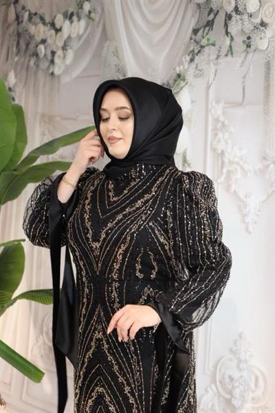 2515 CODE SLEEVES BOW TIE STONE EMBROIDERED EVENING DRESS