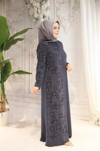 2516 CODE SQUARE STONE EMBROIDERY ABAYA