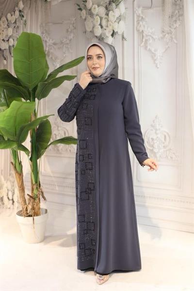 2516 CODE SQUARE STONE EMBROIDERY ABAYA