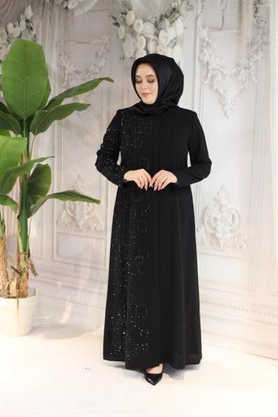 2516 CODE SQUARE STONE EMBROIDERY ABAYA