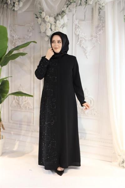 2516 CODE SQUARE STONE EMBROIDERY ABAYA