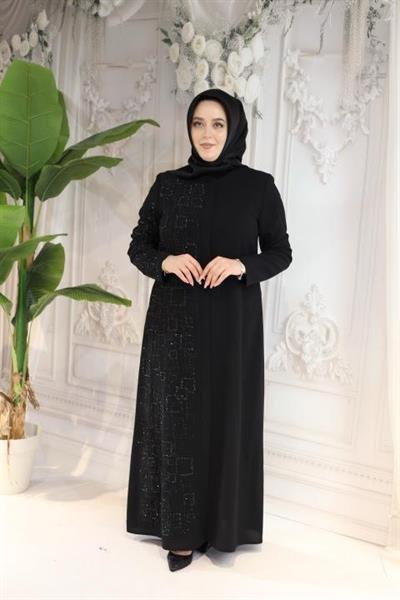 2516 CODE SQUARE STONE EMBROIDERY ABAYA