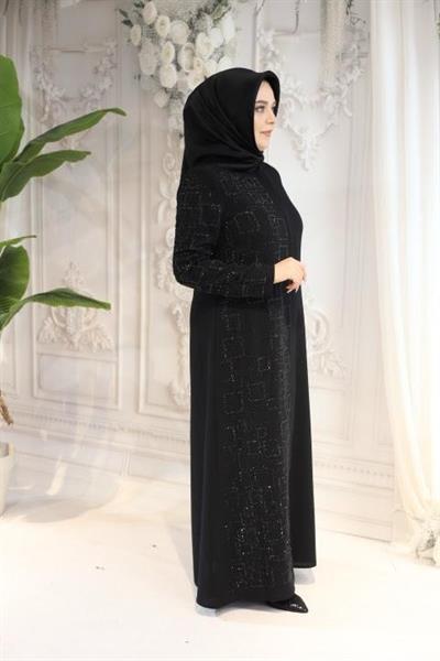 2516 CODE SQUARE STONE EMBROIDERY ABAYA