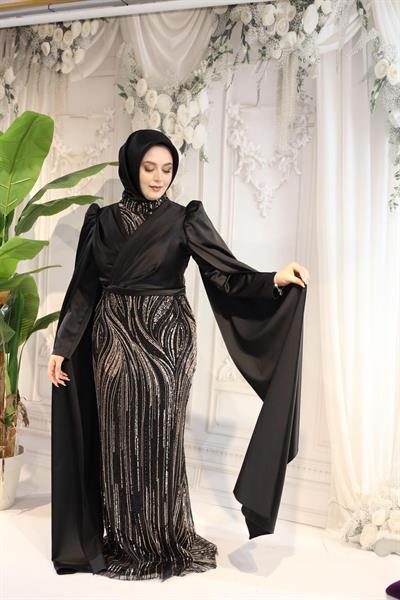 2517 KOD ABİYE ELBİSE SİYAH