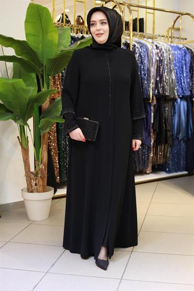 2520 CODE DOUBLE SLEEVE STONE EMBROIDERY ABAYA