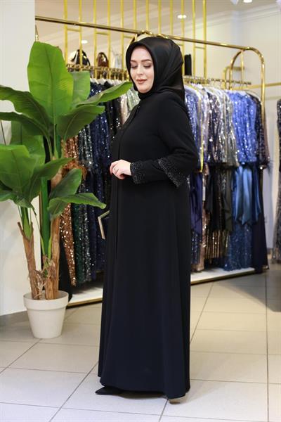 2520 CODE DOUBLE SLEEVE STONE EMBROIDERY ABAYA