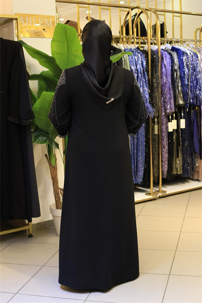 2521 CODE SEASHELL STONE EMBROIDERED ABAYA