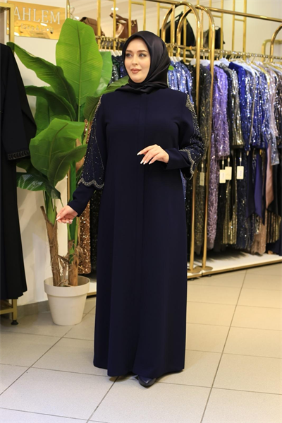 2521 CODE SEASHELL STONE EMBROIDERED ABAYA