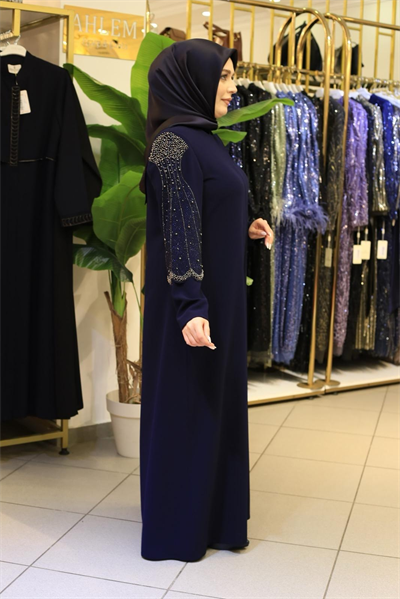 2521 CODE SEASHELL STONE EMBROIDERED ABAYA
