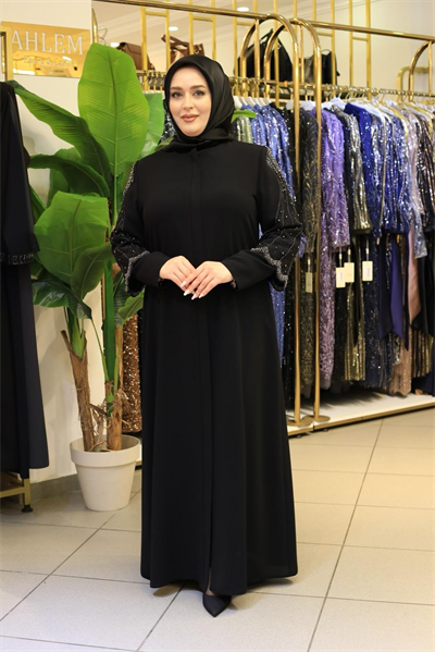 2521 CODE SEASHELL STONE EMBROIDERED ABAYA
