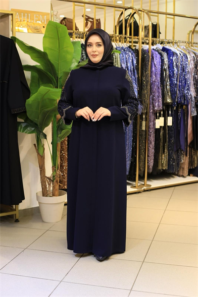 2521 CODE SEASHELL STONE EMBROIDERED ABAYA