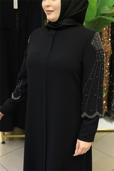 2521 CODE SEASHELL STONE EMBROIDERED ABAYA