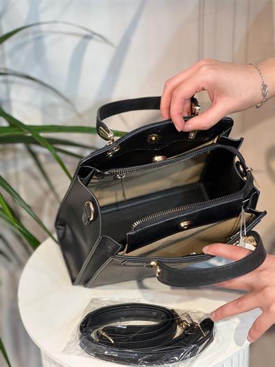 2523 KOD DERİ PARLAK EL/KOL AHLEM ÇANTA SİYAH