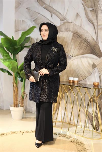 2523 CODE LEOPARDENMUSTER ORGANZA DREIER SET