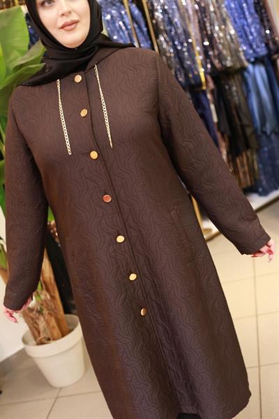 25517 KOD KAPŞONLU KAPİTONE KAP KAHVE