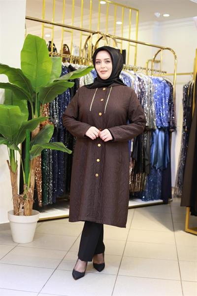 25517 KOD KAPŞONLU KAPİTONE KAP KAHVE