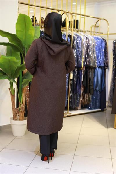 25517 KOD KAPŞONLU KAPİTONE KAP KAHVE