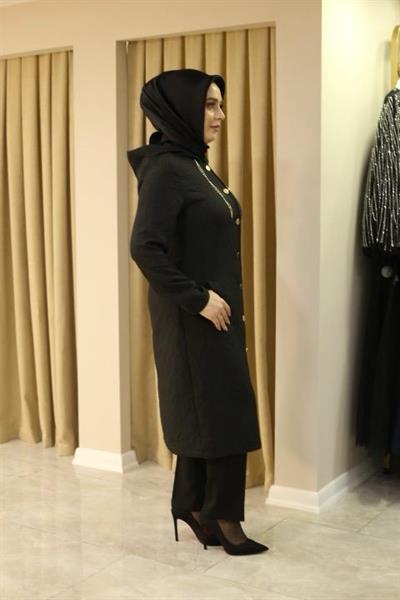 25517 KOD KAPŞONLU KAPİTONE KAP SİYAH