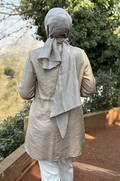 2577 KOD DESENLİ BELİ LASTİKLİ KAP BEJ