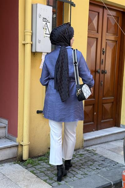 2577 KOD DESENLİ BELİ LASTİKLİ KAP MOR