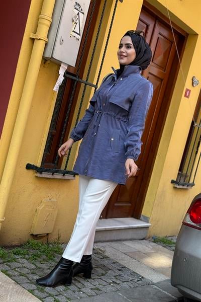 2577 KOD DESENLİ BELİ LASTİKLİ KAP MOR