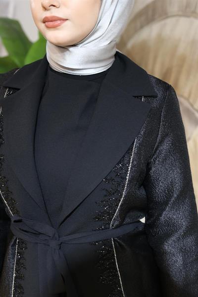 25Y44 CODE FRONT STONY ORGANZA ABAYA SUIT