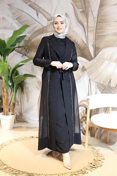25Y44 CODE FRONT STONY ORGANZA ABAYA SUIT