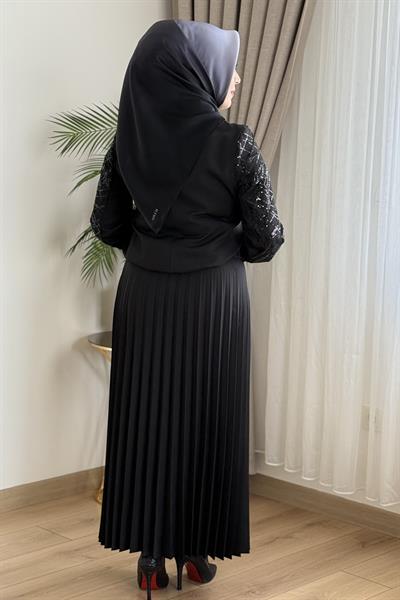 25Y85 CODE SEQUIN EMBROIDERED PLEATED SKIRT SUIT